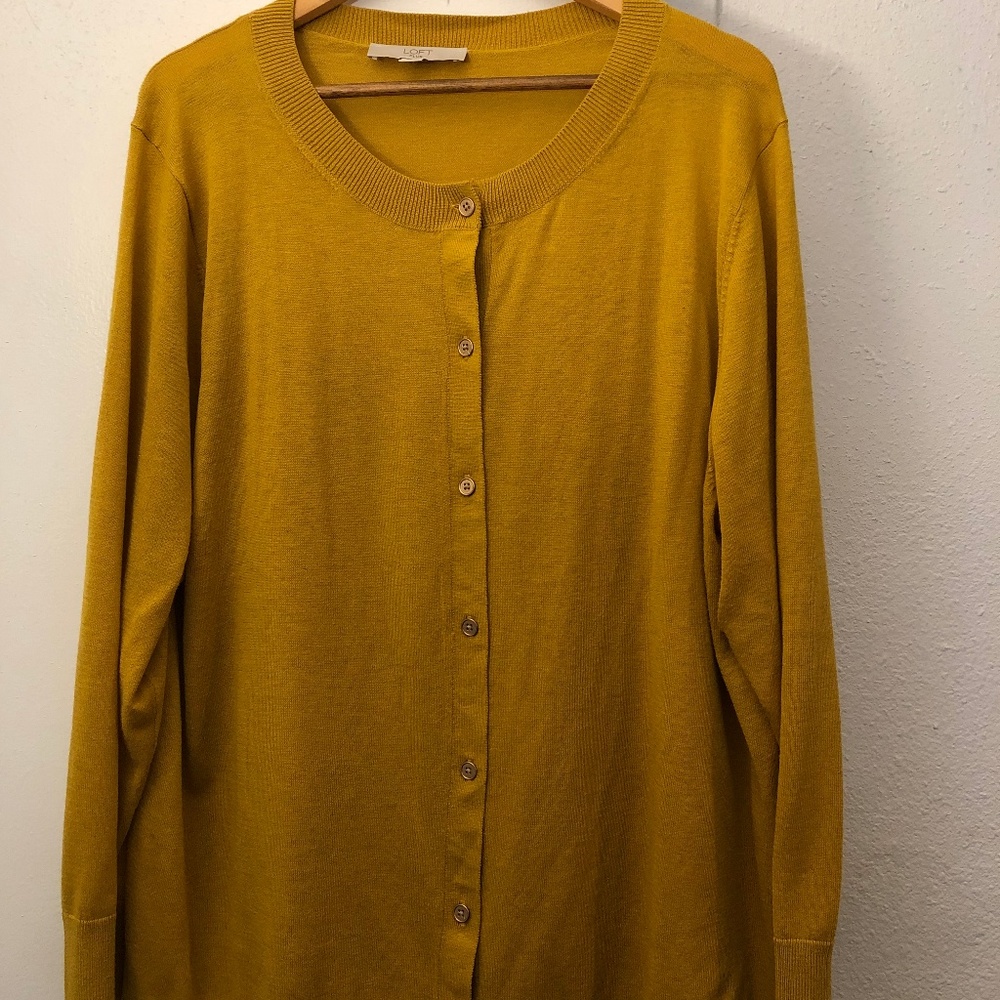 LOFT PLUS MUSTARD YELLOW CARDIGAN
